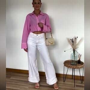 ZARA TRF HIGH WAIST TURNED UP JEANS